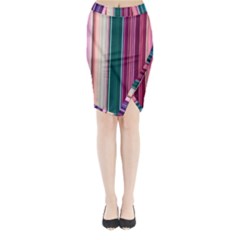 Vertical Line Color Lines Texture Midi Wrap Pencil Skirt by Pakjumat