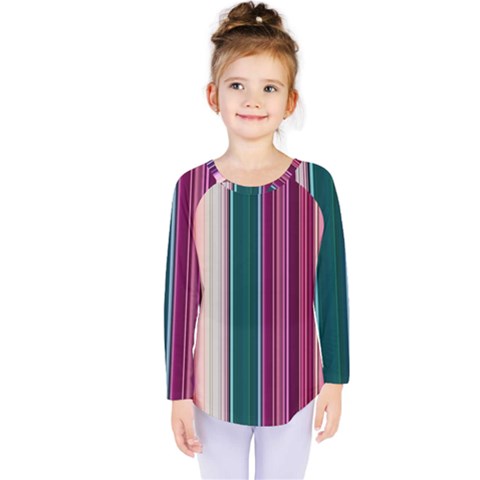 Vertical Line Color Lines Texture Kids  Long Sleeve T-shirt by Pakjumat