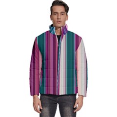 Vertical Line Color Lines Texture Men s Puffer Bubble Jacket Coat by Pakjumat