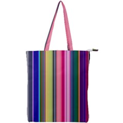 Pastel Colors Striped Pattern Double Zip Up Tote Bag by Pakjumat