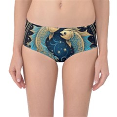 Fish Star Sign Mid-waist Bikini Bottoms by Pakjumat