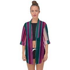 Vertical Line Color Lines Texture Open Front Chiffon Kimono by Pakjumat