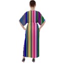 Pastel Colors Striped Pattern V-Neck Boho Style Maxi Dress View2