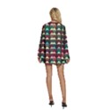 Diamond Geometric Square Design Pattern Round Neck Long Sleeve Bohemian Style Chiffon Mini Dress View4