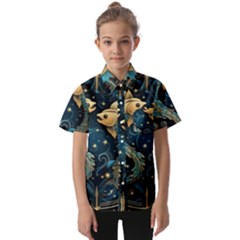 Fish Star Sign Kids  Short Sleeve Shirt