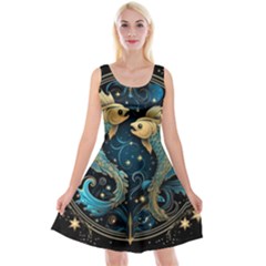 Fish Star Sign Reversible Velvet Sleeveless Dress by Pakjumat