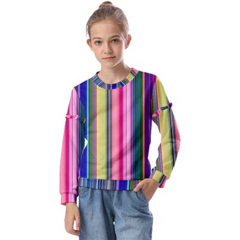 Pastel Colors Striped Pattern Kids  Long Sleeve T-shirt With Frill  by Pakjumat