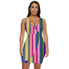 Pastel Colors Striped Pattern Draped Bodycon Dress by Pakjumat