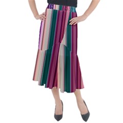 Vertical Line Color Lines Texture Midi Mermaid Skirt by Pakjumat