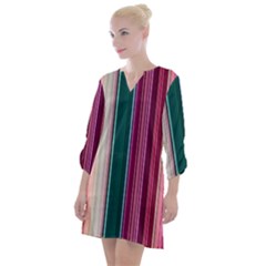 Vertical Line Color Lines Texture Open Neck Shift Dress by Pakjumat