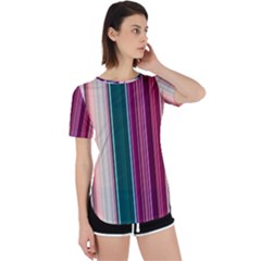 Vertical Line Color Lines Texture Perpetual Short Sleeve T-shirt by Pakjumat