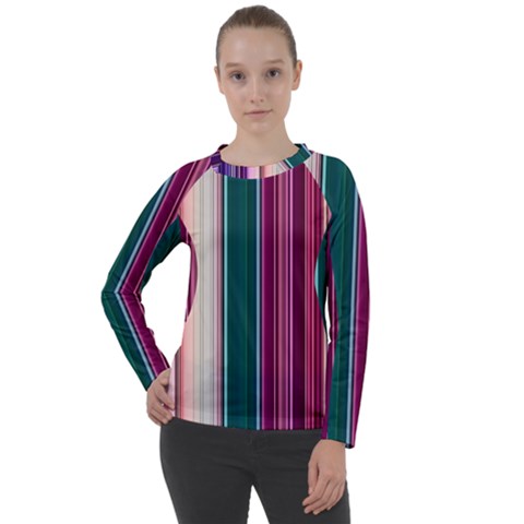 Vertical Line Color Lines Texture Women s Long Sleeve Raglan T-shirt by Pakjumat