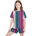 Vertical Line Color Lines Texture Kids  T-Shirt And Sports Shorts Set View1