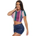 Vertical Line Color Lines Texture Side Button Cropped T-Shirt View2