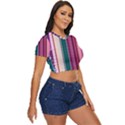 Vertical Line Color Lines Texture Side Button Cropped T-Shirt View3