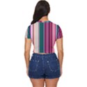 Vertical Line Color Lines Texture Side Button Cropped T-Shirt View4