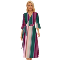 Vertical Line Color Lines Texture Midsummer Wrap Dress by Pakjumat