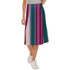 Vertical Line Color Lines Texture Midi Panel Skirt by Pakjumat