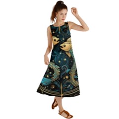 Fish Star Sign Summer Maxi Dress by Pakjumat