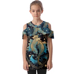 Fish Star Sign Fold Over Open Sleeve Top by Pakjumat