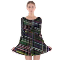 False Prismatic Black Background Long Sleeve Skater Dress by Pakjumat