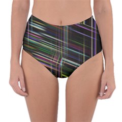 False Prismatic Black Background Reversible High-waist Bikini Bottoms