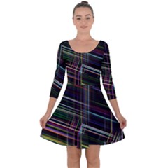 False Prismatic Black Background Quarter Sleeve Skater Dress by Pakjumat