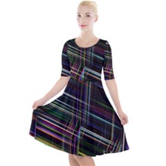 False Prismatic Black Background Quarter Sleeve A-line Dress by Pakjumat