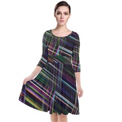 False Prismatic Black Background Quarter Sleeve Waist Band Dress by Pakjumat