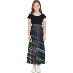 False Prismatic Black Background Kids  Flared Maxi Skirt by Pakjumat