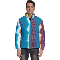 Line Vertical Lines Color Lines Men s Puffer Bubble Jacket Coat