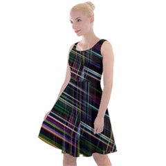 False Prismatic Black Background Knee Length Skater Dress by Pakjumat