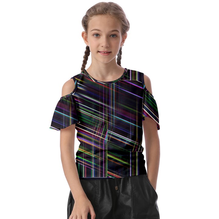 False Prismatic Black Background Kids  Butterfly Cutout T-Shirt