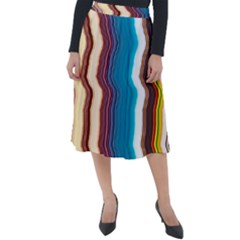 Line Vertical Lines Color Lines Classic Velour Midi Skirt  by Pakjumat