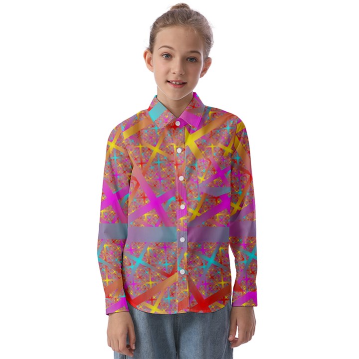 Geometric Abstract Colorful Kids  Long Sleeve Shirt