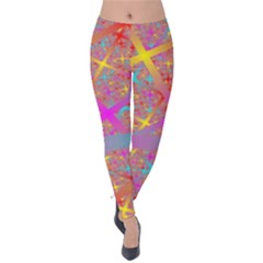 Geometric Abstract Colorful Velvet Leggings by Pakjumat