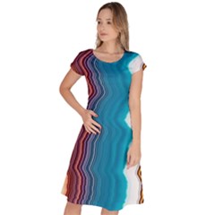 Line Vertical Lines Color Lines Classic Short Sleeve Dress by Pakjumat