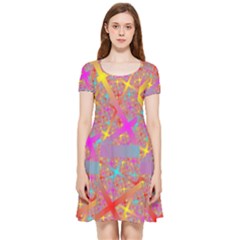 Geometric Abstract Colorful Inside Out Cap Sleeve Dress by Pakjumat