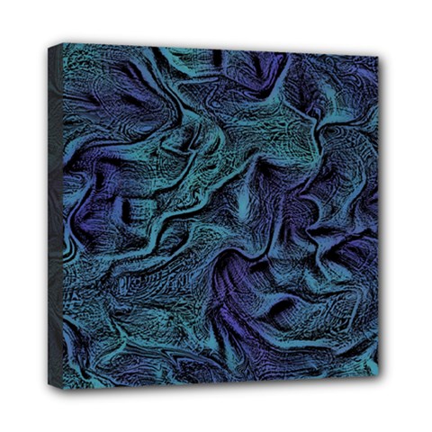 Abstract Blue Wave Texture Patten Mini Canvas 8  X 8  (stretched) by Pakjumat