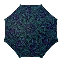 Abstract Blue Wave Texture Patten Golf Umbrellas by Pakjumat