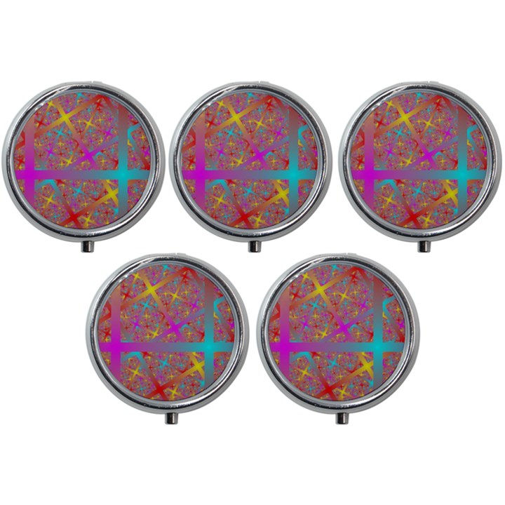 Geometric Abstract Colorful Mini Round Pill Box (Pack of 5)