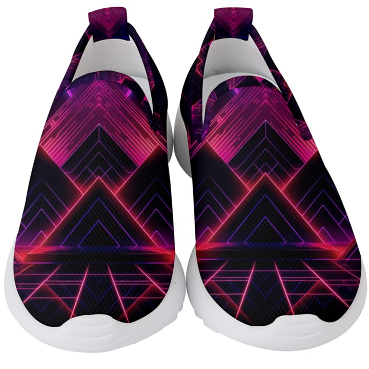 Synthwave City Retrowave Wave Kids  Slip On Sneakers