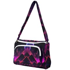 Synthwave City Retrowave Wave Front Pocket Crossbody Bag by Pakjumat