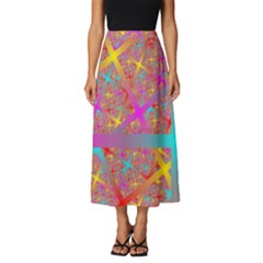 Geometric Abstract Colorful Classic Midi Chiffon Skirt by Pakjumat