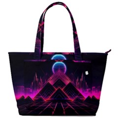 Synthwave City Retrowave Wave Back Pocket Shoulder Bag  by Pakjumat