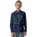 Abstract Blue Wave Texture Patten Kids  Long Sleeve Shirt View1