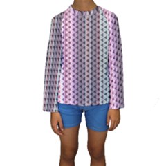 Triangle Stripes Texture Pattern Kids  Long Sleeve Swimwear by Pakjumat