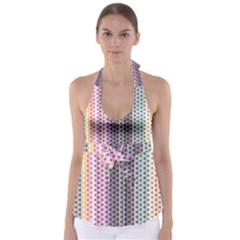 Triangle Stripes Texture Pattern Tie Back Tankini Top by Pakjumat