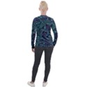 Abstract Blue Wave Texture Patten Velvet Zip Up Jacket View2