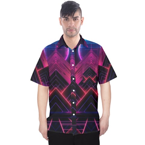 Synthwave City Retrowave Wave Men s Hawaii Shirt by Pakjumat